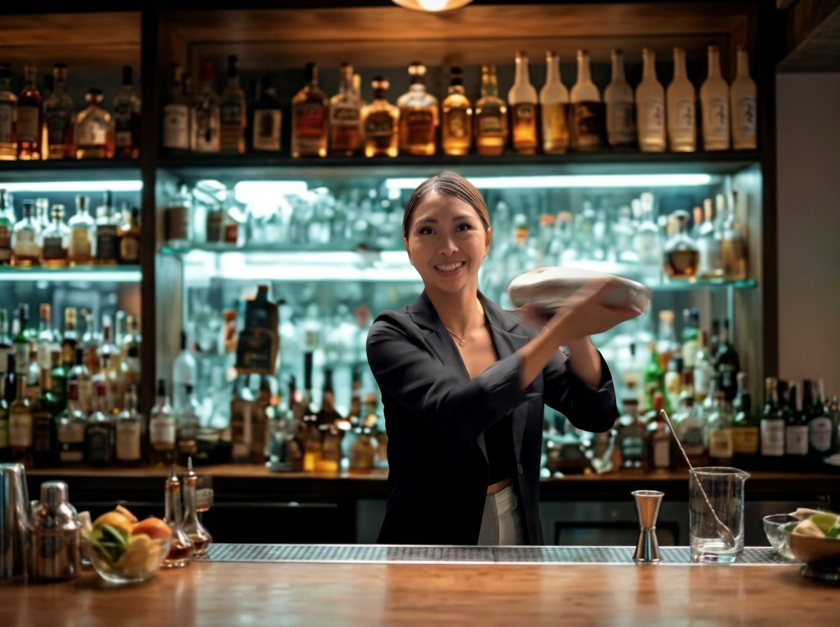 Bartender pouring a signature cocktail